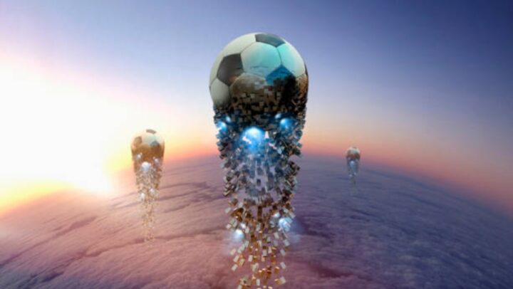 futuristic-pixelated-soccer-balls-in-sky
